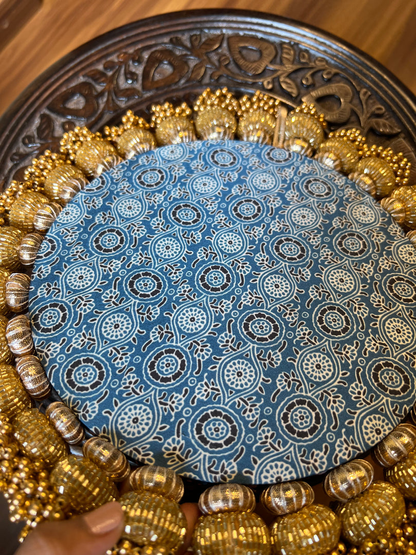 Ek Onkar Motif Micro Pallet + Hanging: Lemon Yellow + Vermillion Congruous Divine Pichwai