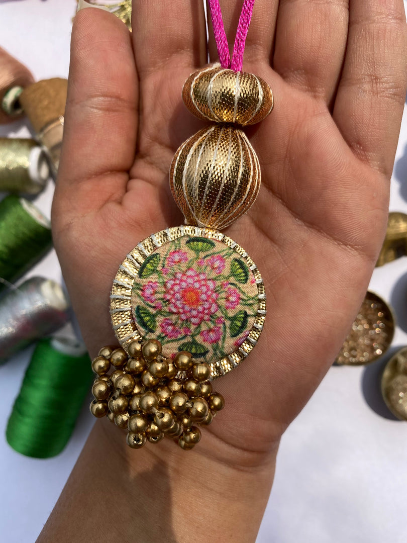 Pink Navratna Classic Elongated Gota Lumba