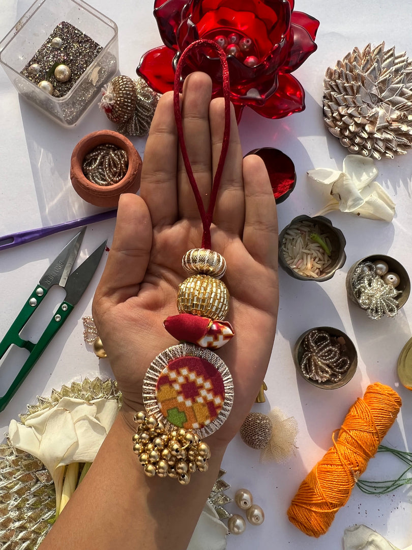 Glass Beaded Plumeria Lumba- Bhabhi Rakhi