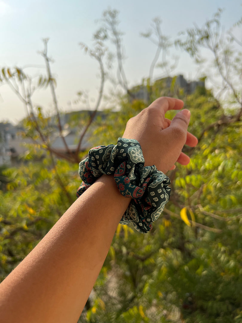 Turkish Hues Intense Ajrakh Scrunchie