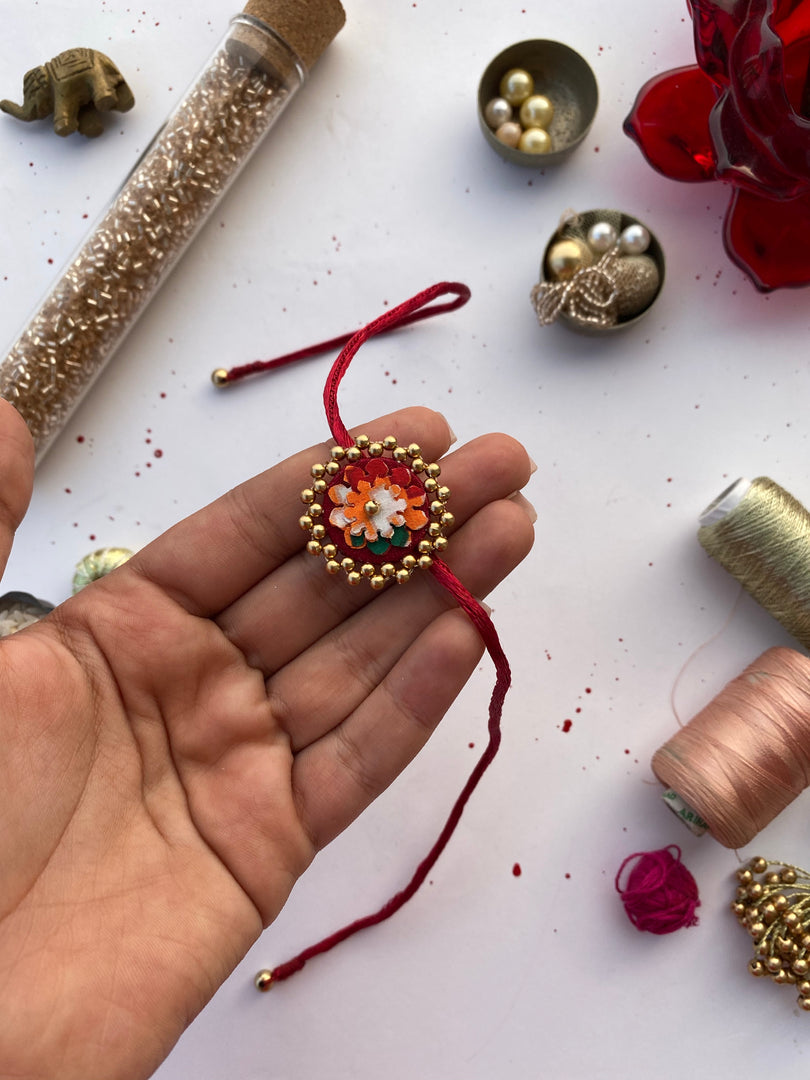 Miniature Pink Navratna Patola Enchanted Prakash Rakhi