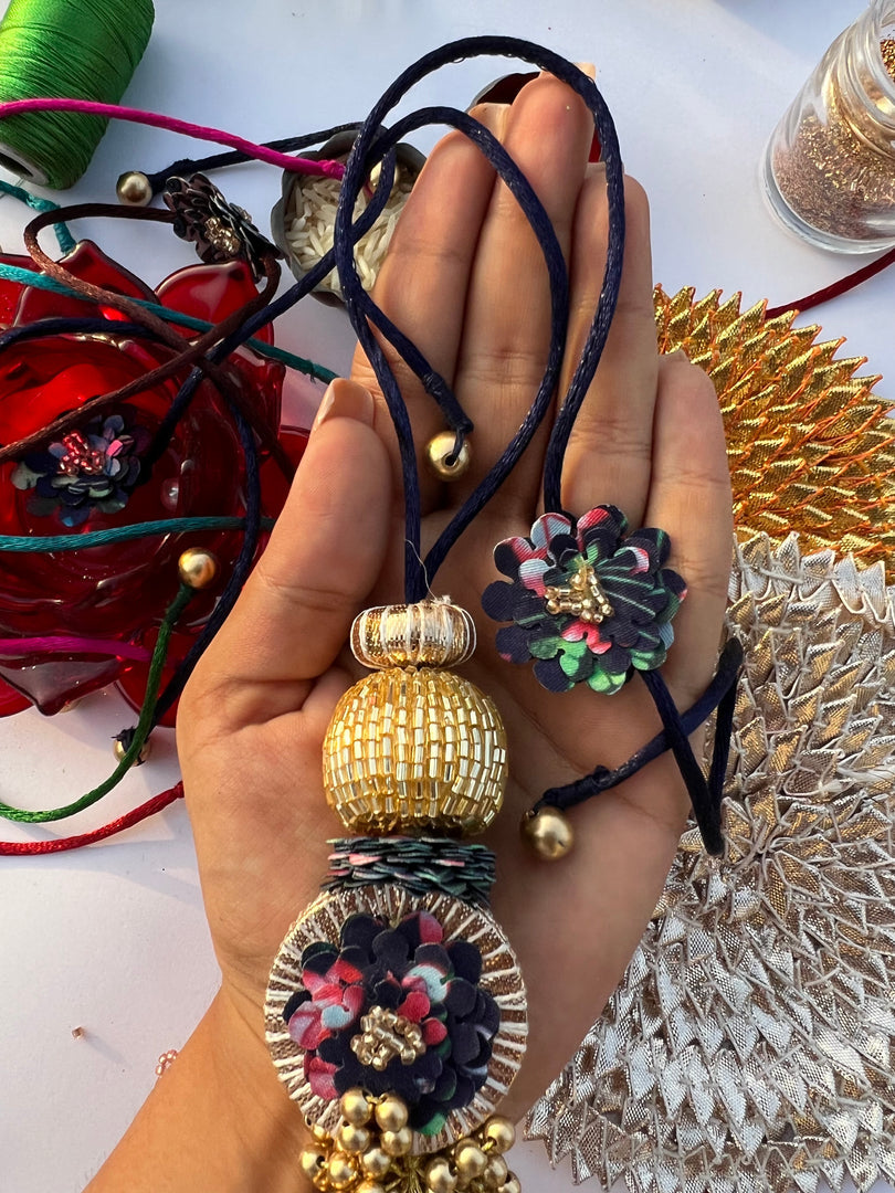 Wine & Brown NO BACK-SIDE Couple Rakhi Set
