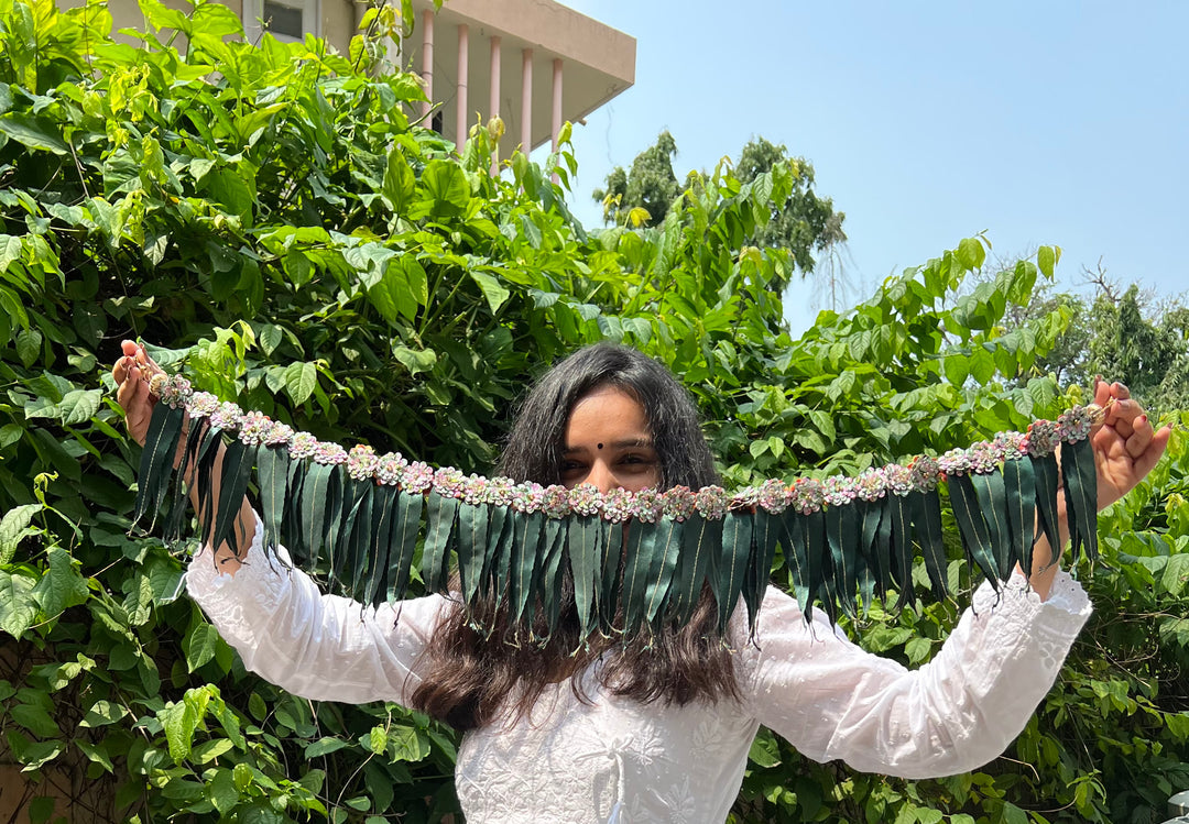 Mini Asopalav Tradition X Maroon & Pink Colloquial Divine Pichwai Toran: Two way (FLEXIBLE)