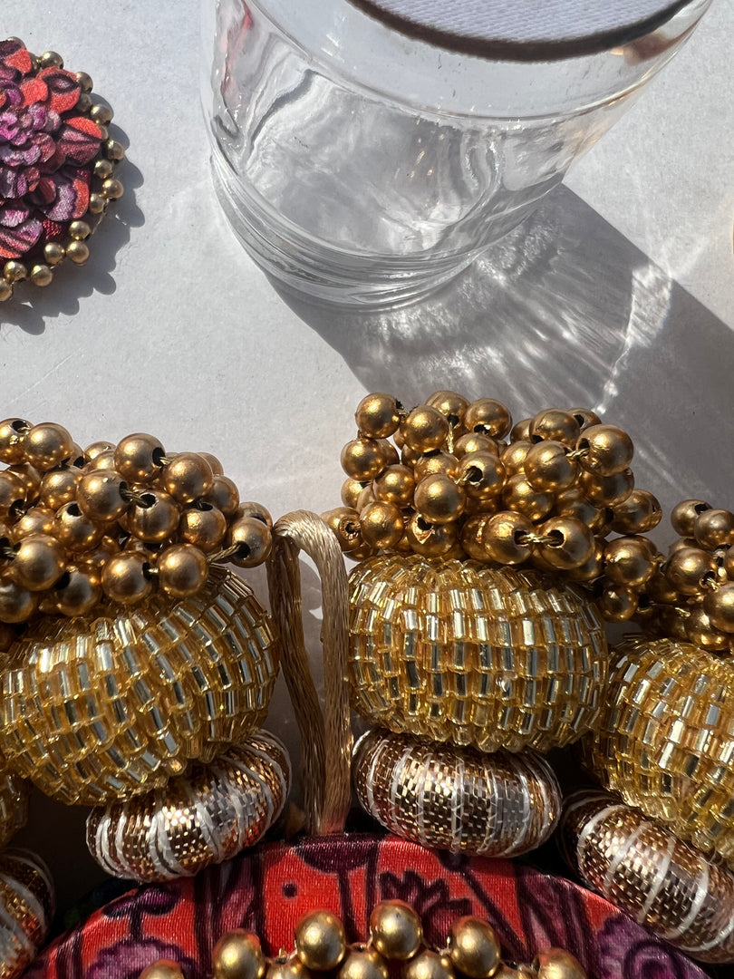 Chaandbali OM Pallet: OG Inflorescence Divine Pichwai + Maroon Navratna Patola