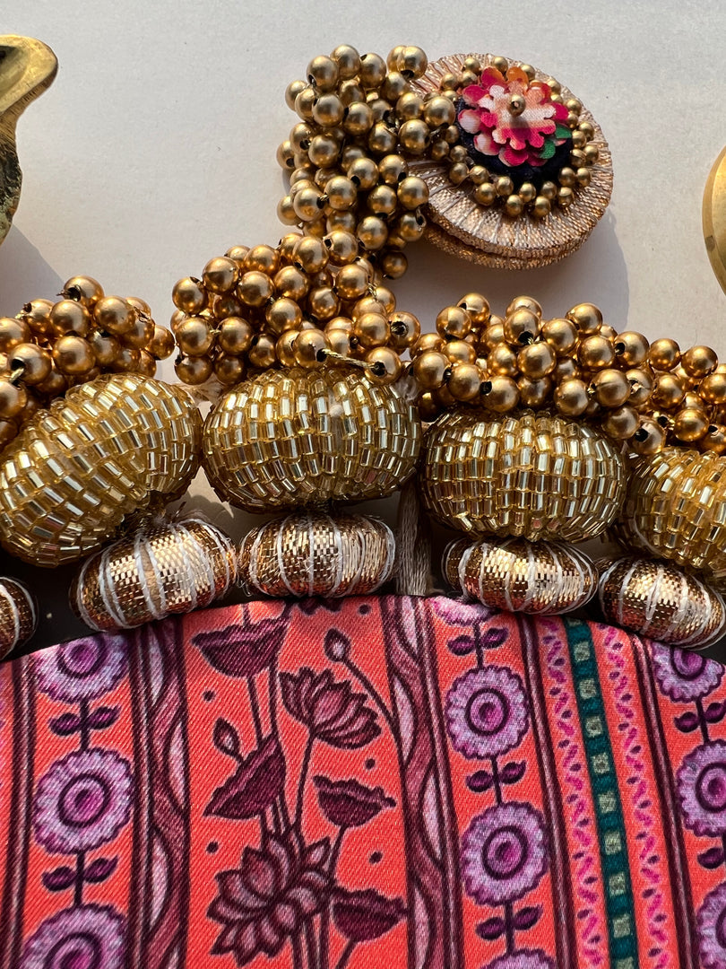 Ek Onkar Motif Micro Pallet + Hanging: Lemon Yellow + Vermillion Congruous Divine Pichwai
