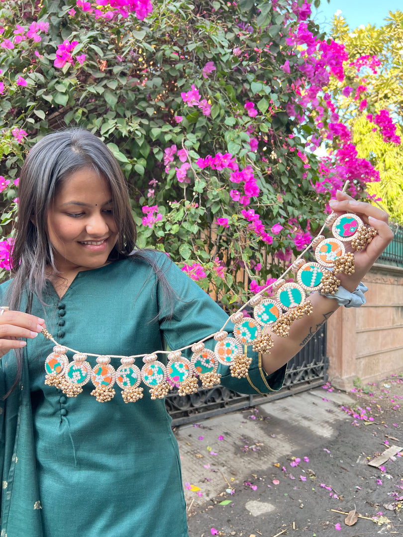 Classy Maasi Maroon Navratna Patola + OG Inflorescence Divine Pichwai Classic Lumba Toran (Flexible)