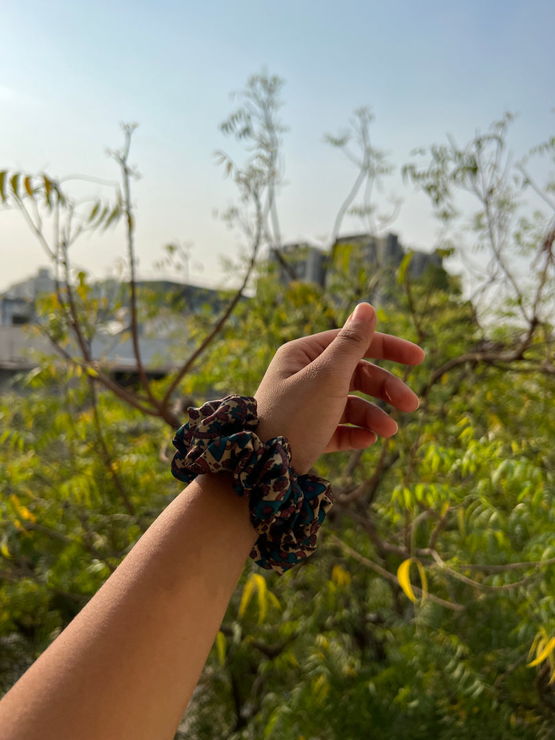 Turkish Hues Intense Ajrakh Scrunchie