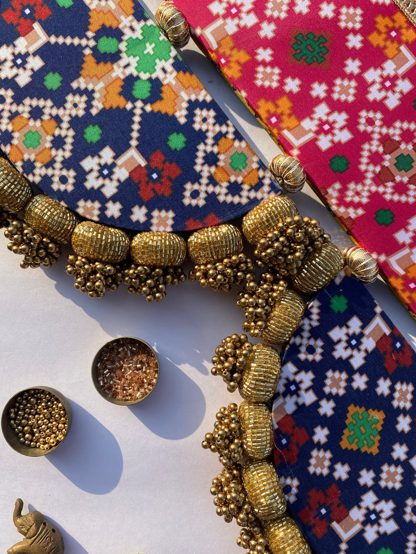 THE DANGLER-ARC TORAN- 6 Inflorescence Divine Pichwai and Pink Navratna Patola Arc Toran