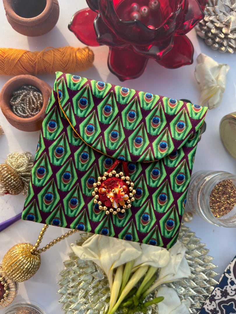 ADD ON: Maroon Navratna Patola Mini Pouch
