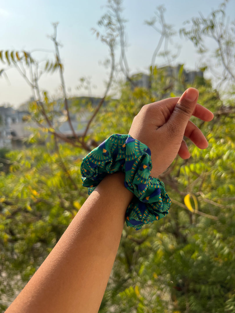Turkish Hues Intense Ajrakh Scrunchie