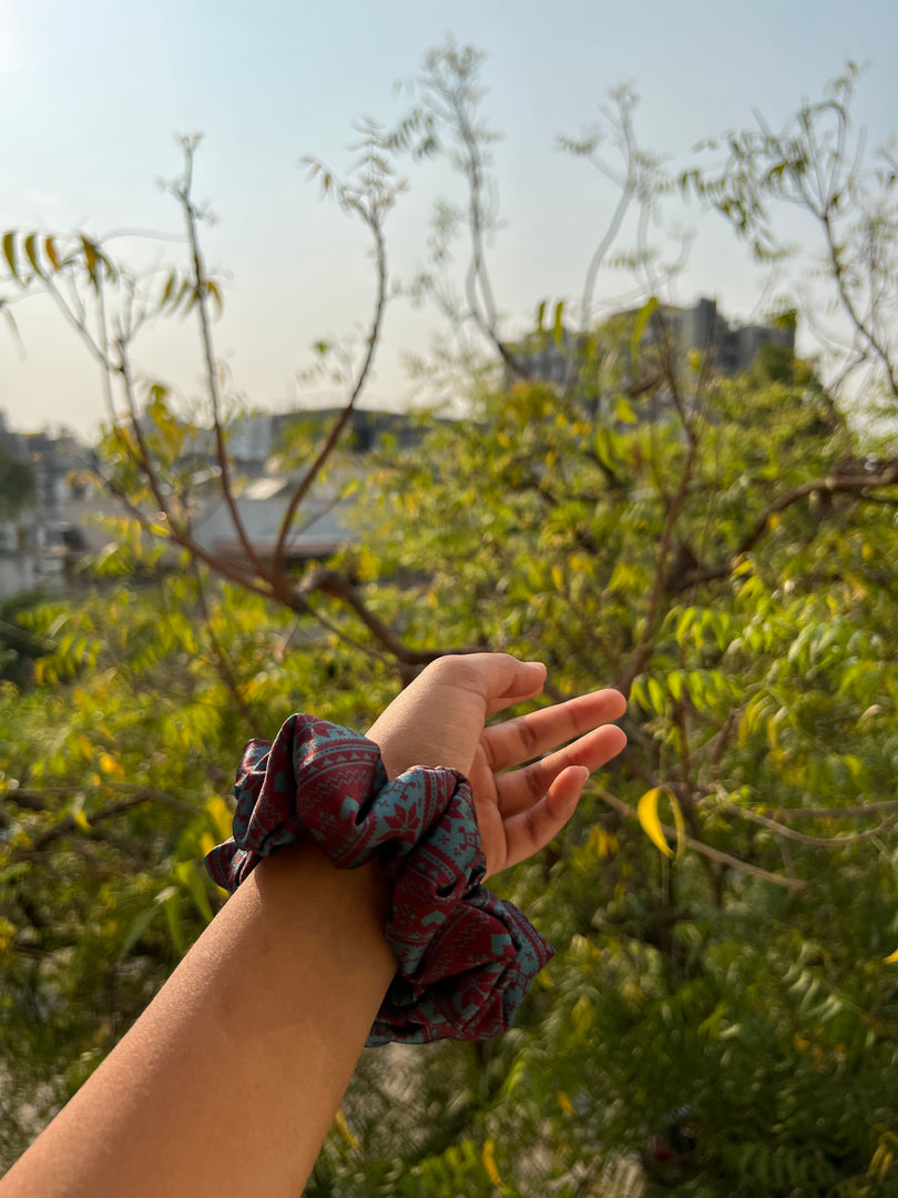 Turkish Hues Intense Ajrakh Scrunchie