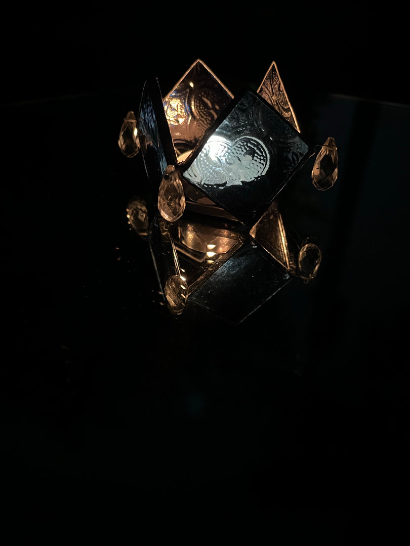 Rhombus Clear Glass Textured Diya