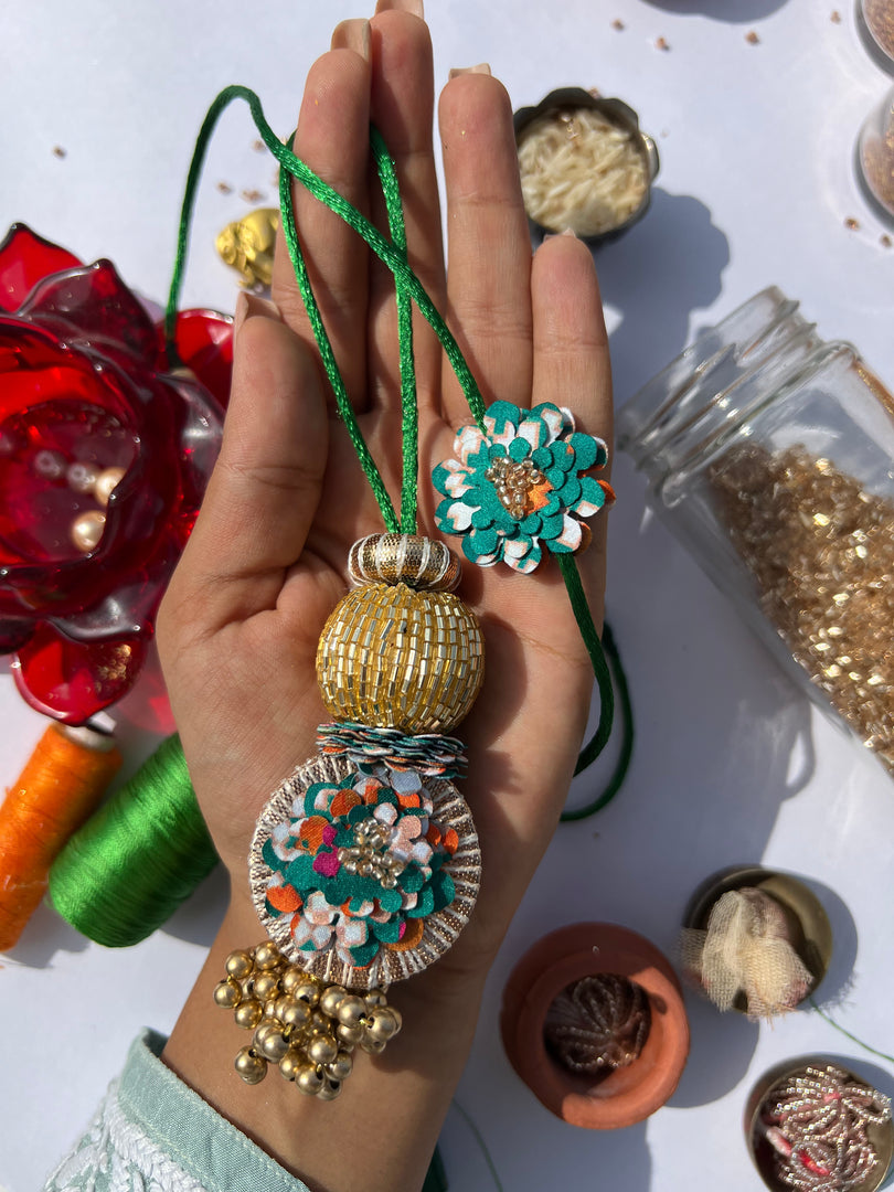 Wine & Brown NO BACK-SIDE Couple Rakhi Set