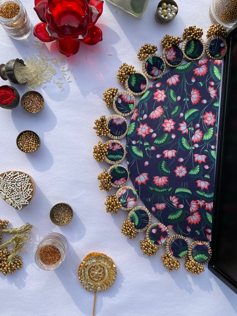 Maroon Navratna Patola and Pink Navratna Patola Arc Lumba Rangoli