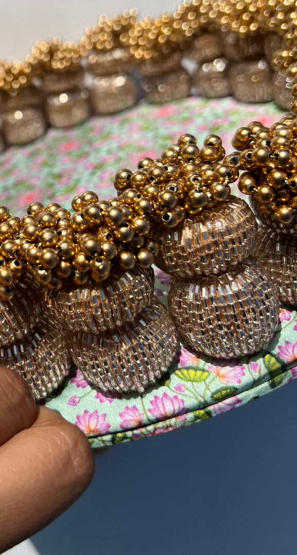 Golden Yellow Navratna Patola Dangler Platter (Medium)