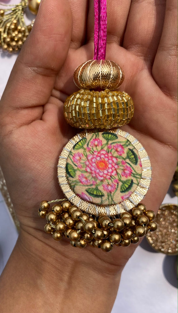 Pink Navratna Classic Glass Beaded Lumba