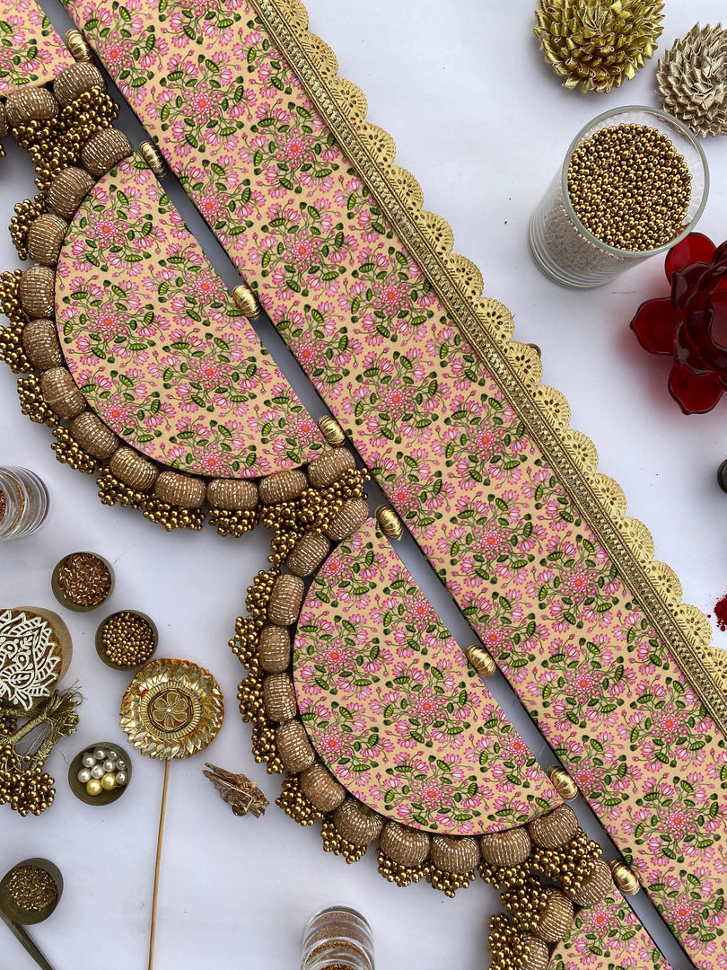 THE DANGLER-ARC TORAN- 6 Inflorescence Divine Pichwai and Pink Navratna Patola Arc Toran