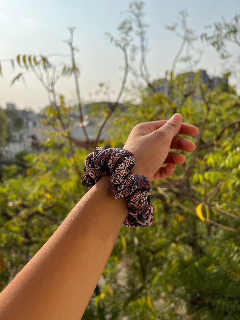 Turkish Hues Intense Ajrakh Scrunchie