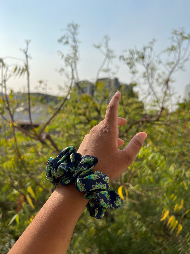 Turkish Hues Intense Ajrakh Scrunchie