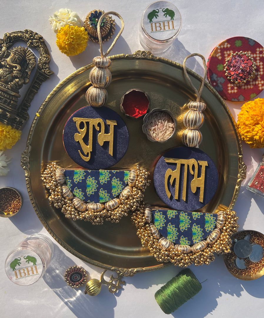 Arc Shubh Labh: Pastel Pistachio & Maroon Navratna Patola