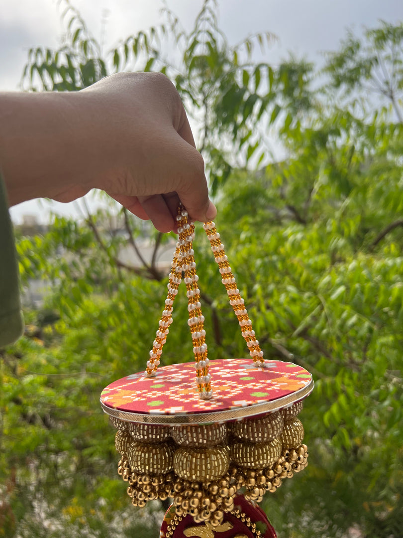 Pink Colloquial Divine Pichwai Om Pearl Hanging