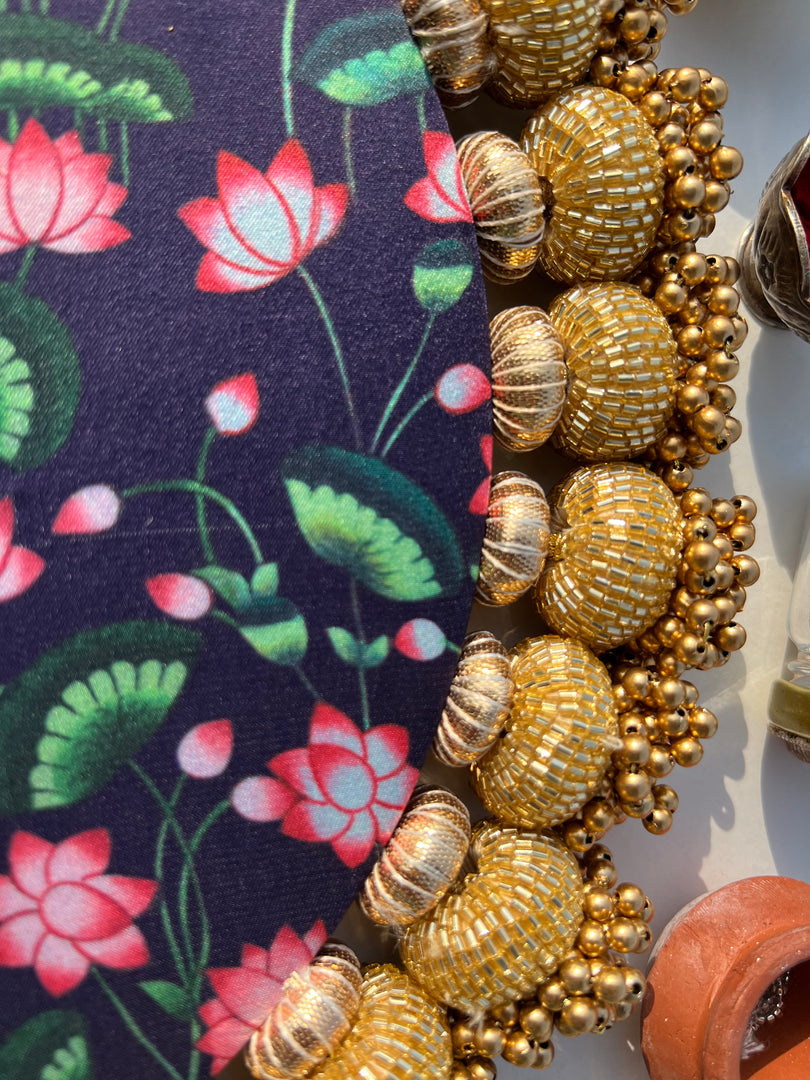 Ek Onkar Motif Micro Pallet + Hanging: Lemon Yellow + Vermillion Congruous Divine Pichwai