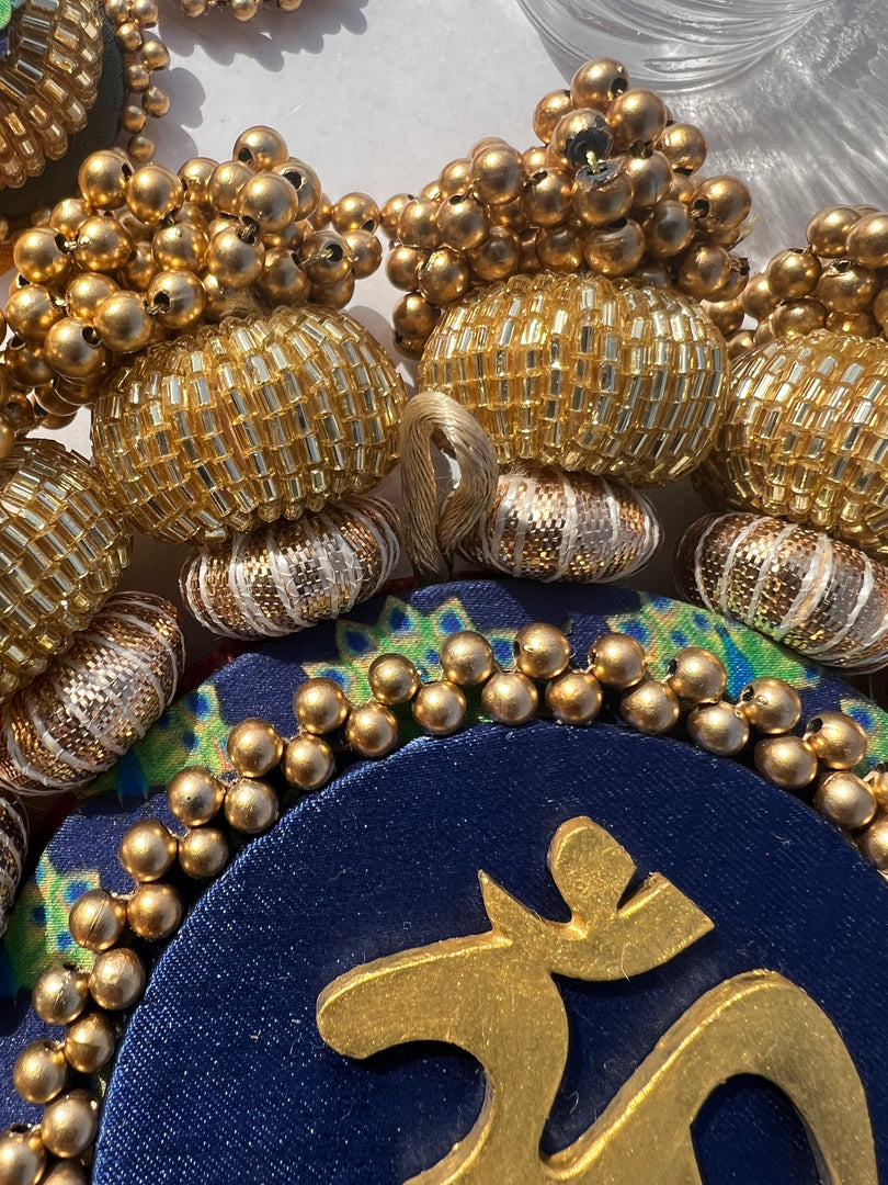 Chaandbali OM Pallet: OG Inflorescence Divine Pichwai + Maroon Navratna Patola