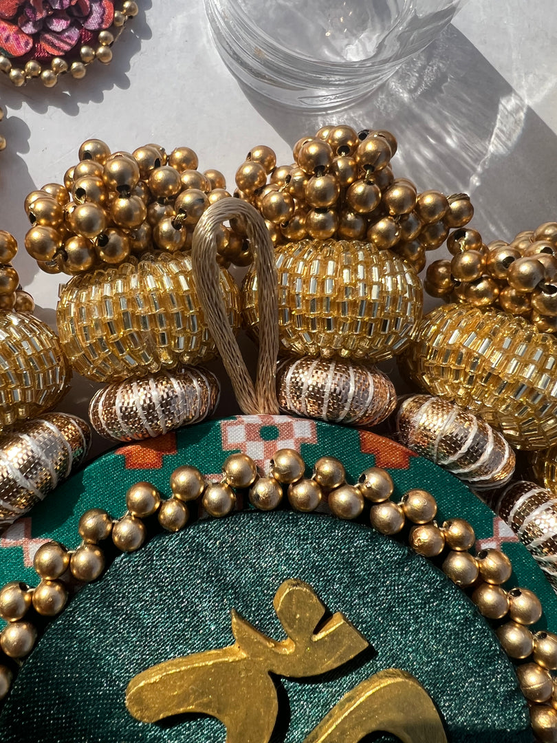 Chaandbali OM Pallet: OG Inflorescence Divine Pichwai + Maroon Navratna Patola