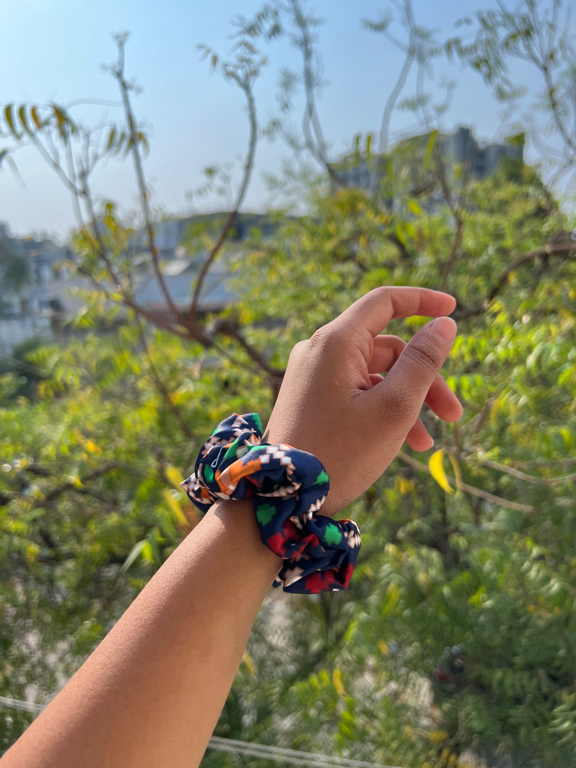 Turkish Hues Intense Ajrakh Scrunchie