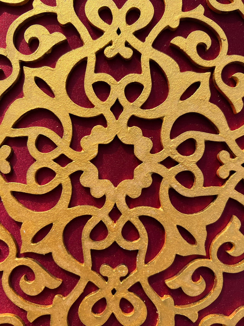 Manjari Rangoli: Solid Wine + Octagonal Ornamentation Intense Ajrakh