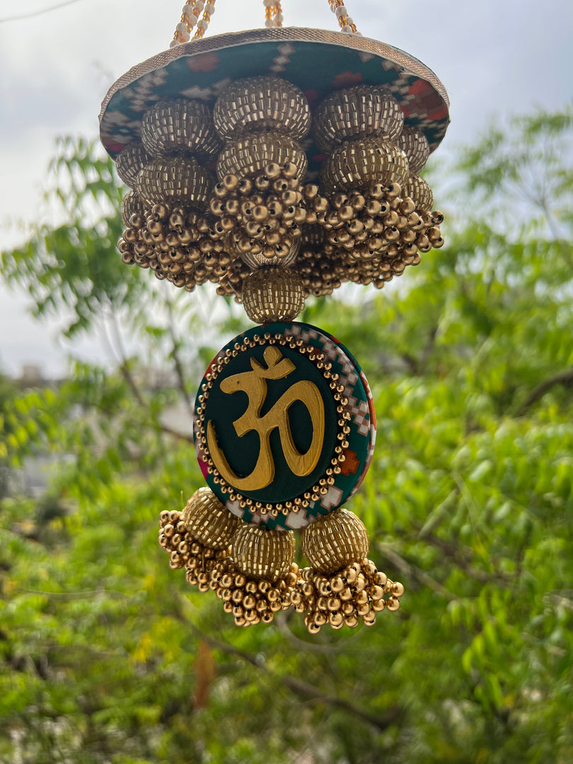 Pink Colloquial Divine Pichwai Om Pearl Hanging