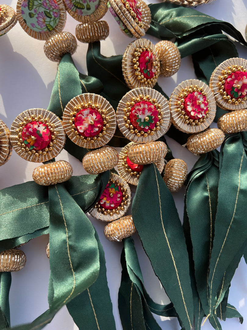 TWO WAY: Enchanted Maroon & Bottle Green Navratna Patola Asopalav Toran (FLEXIBLE)