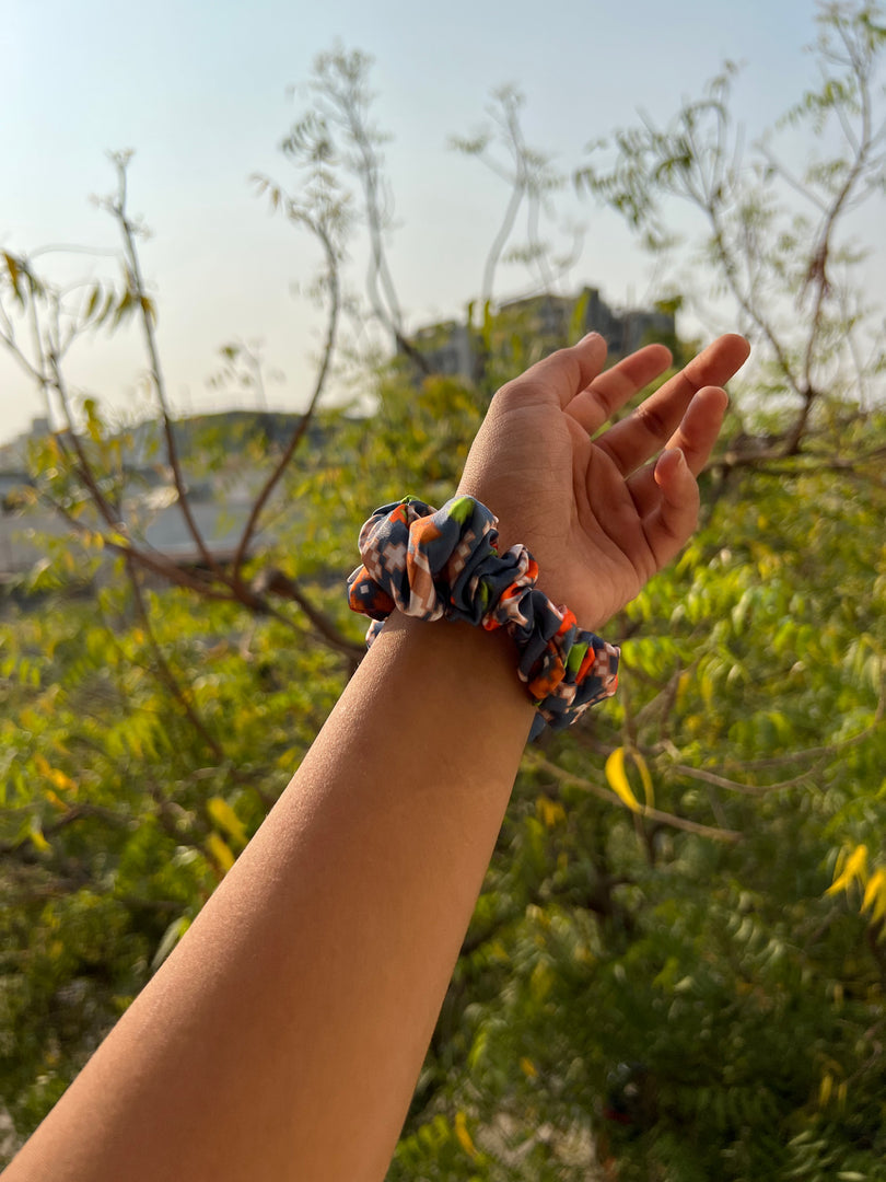 Turkish Hues Intense Ajrakh Scrunchie