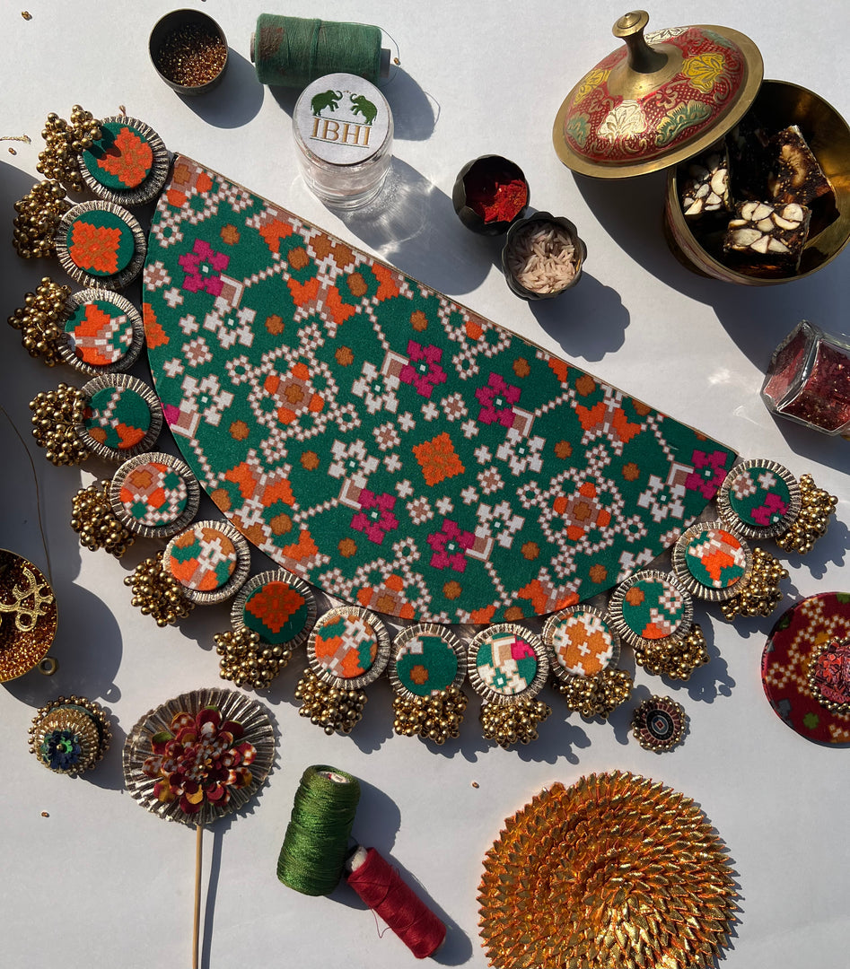Maroon Navratna Patola and Pink Navratna Patola Arc Lumba Rangoli