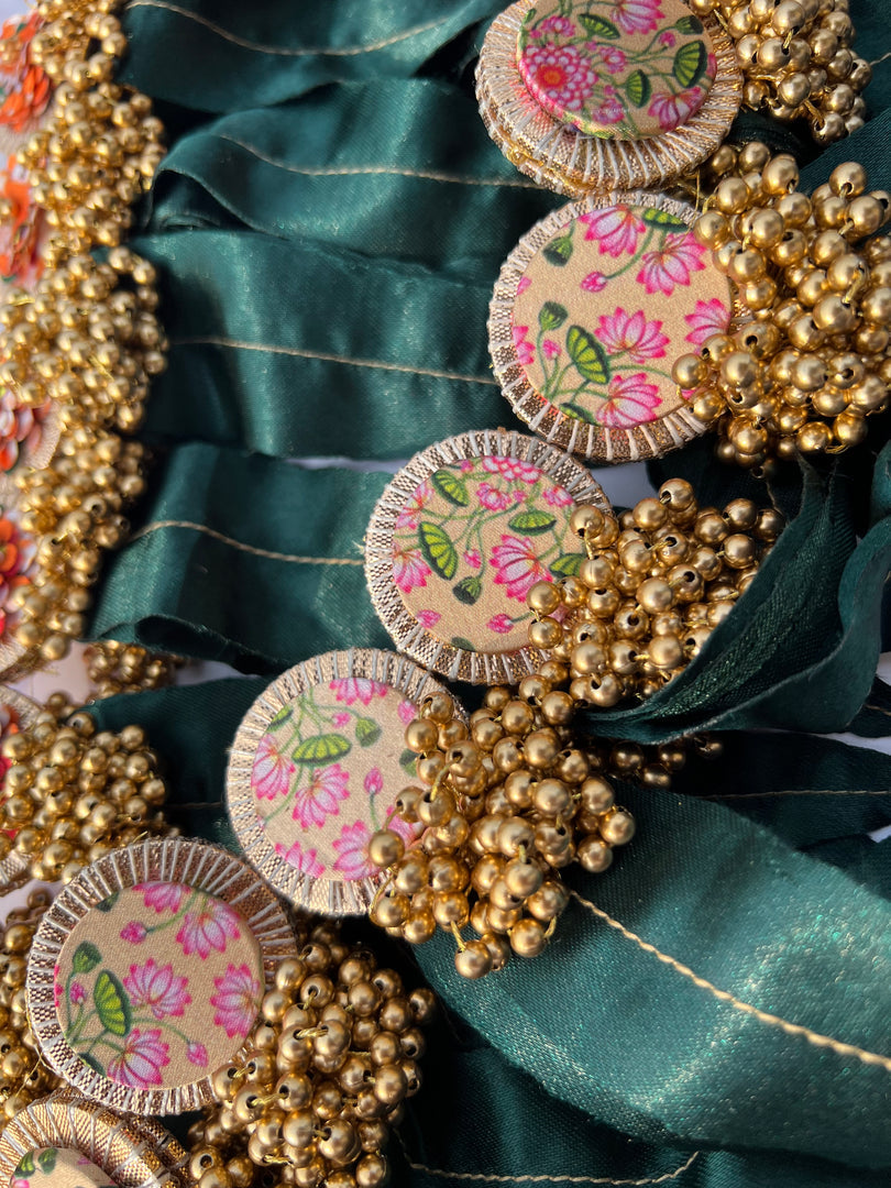 Beaded Bunch Asopalav Tradition X Pink & Vermillion Lumba Toran: Two way (FLEXIBLE)