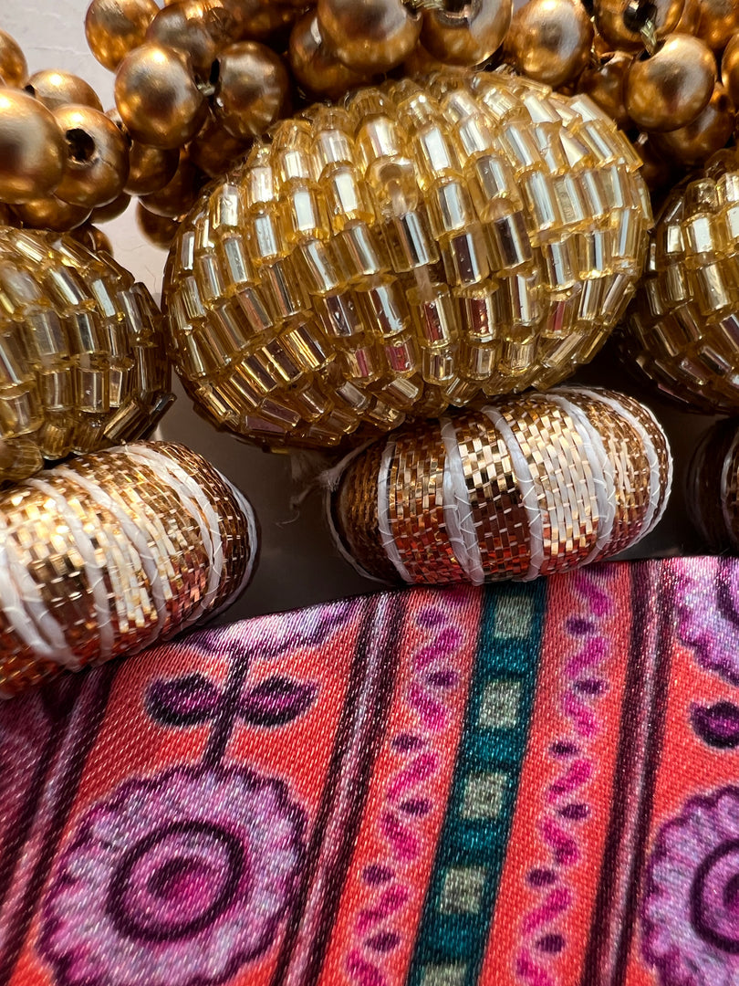 Ek Onkar Motif Micro Pallet + Hanging: Lemon Yellow + Vermillion Congruous Divine Pichwai