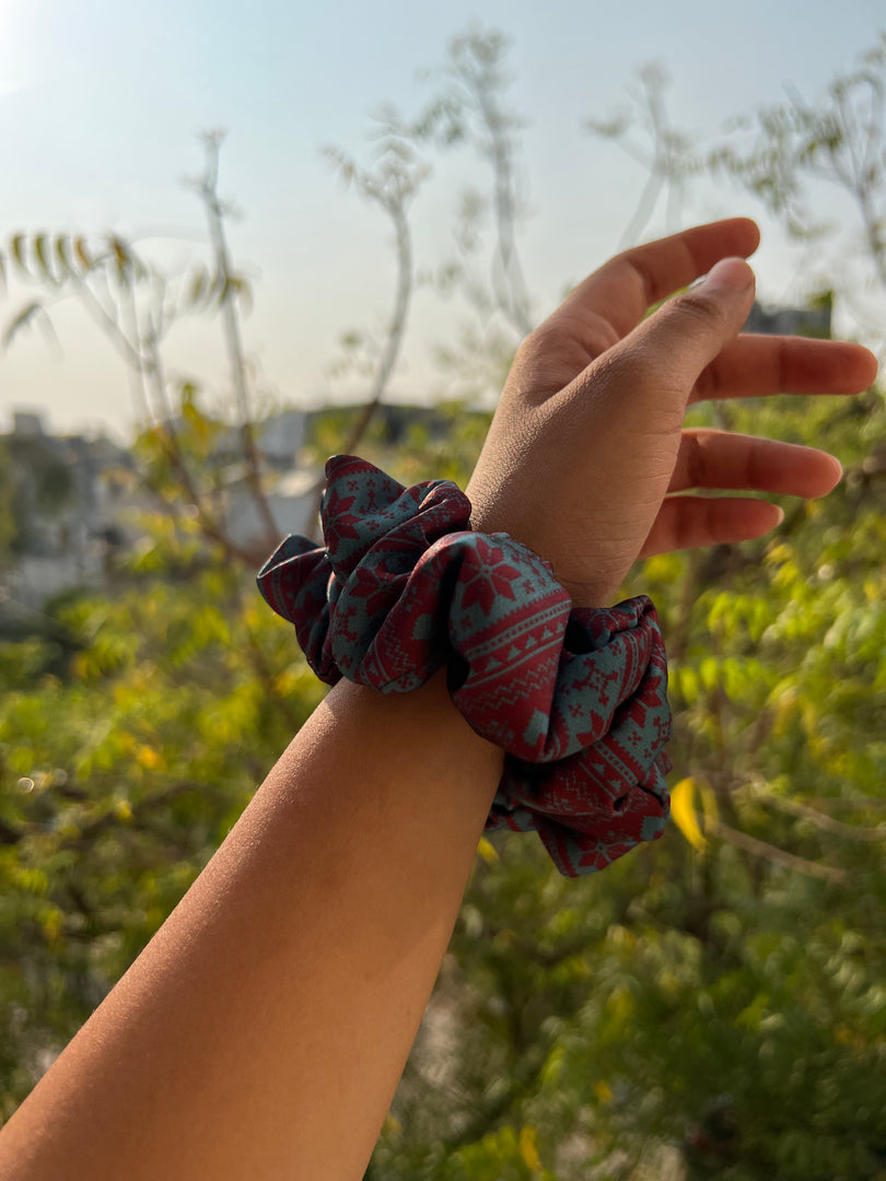 Turkish Hues Intense Ajrakh Scrunchie