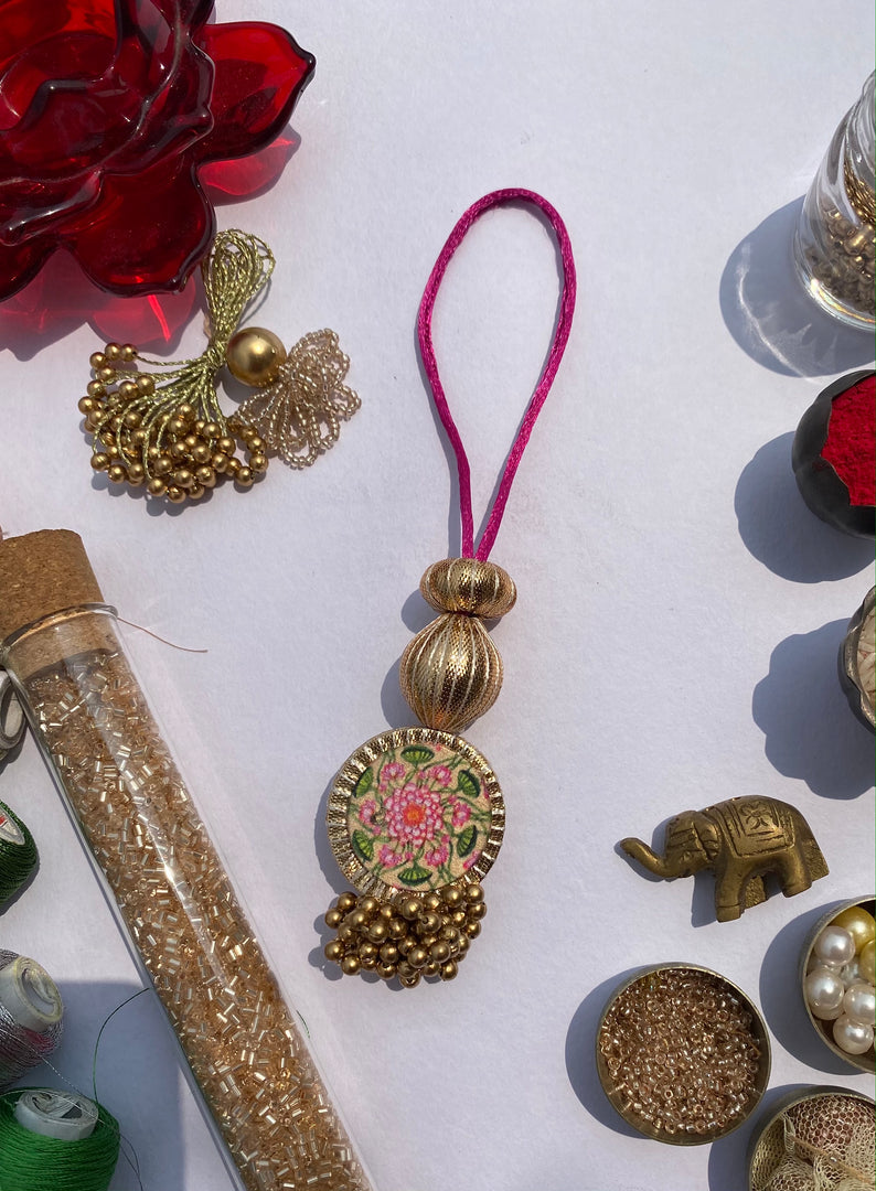 Pink Navratna Classic Elongated Gota Lumba