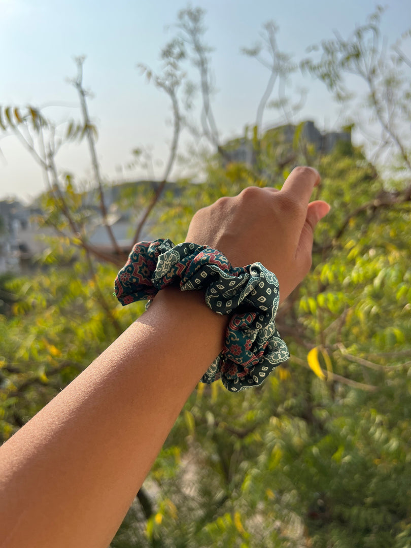 Turkish Hues Intense Ajrakh Scrunchie