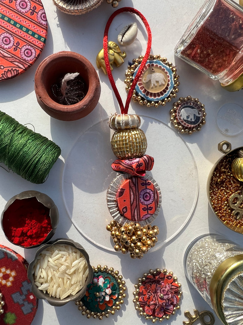 Glass Beaded Plumeria Lumba- Bhabhi Rakhi