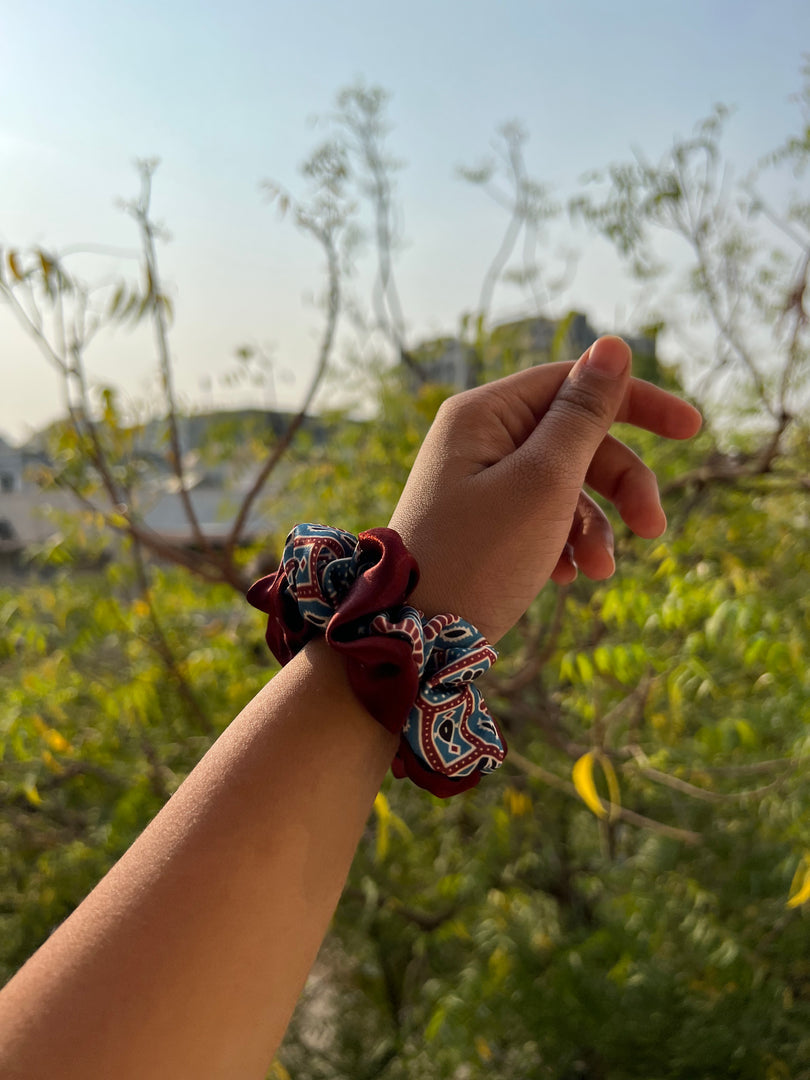 Turkish Hues Intense Ajrakh Scrunchie