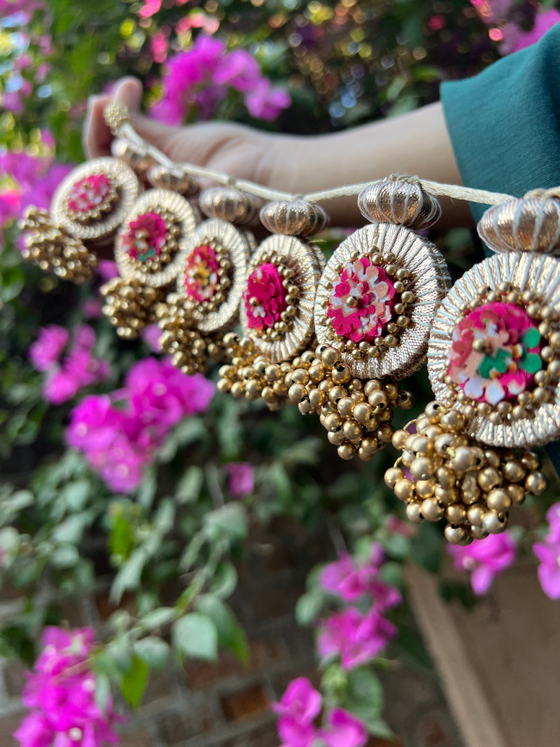 Classy Maasi Maroon Navratna Patola + OG Inflorescence Divine Pichwai Classic Lumba Toran (Flexible)