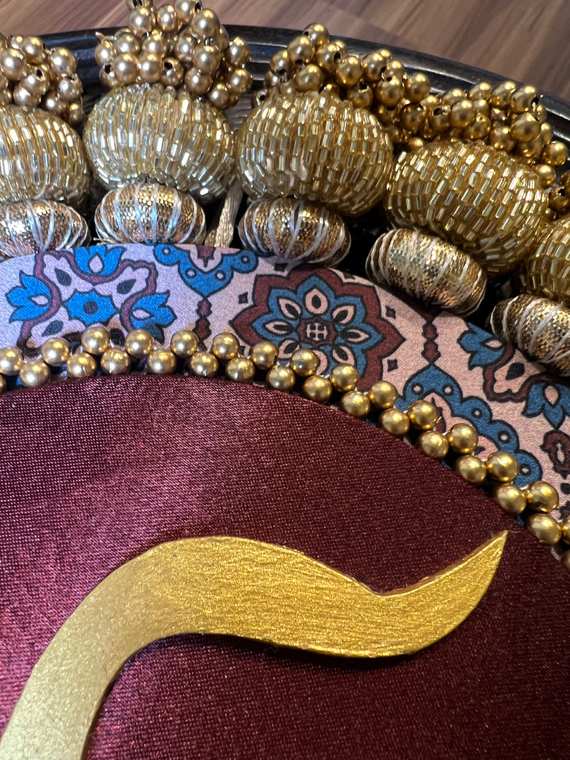Ek Onkar Motif Micro Pallet + Hanging: Lemon Yellow + Vermillion Congruous Divine Pichwai