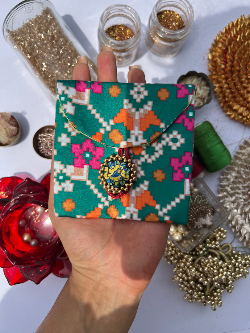 ADD ON: Maroon Navratna Patola Mini Pouch