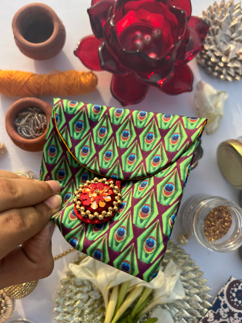 ADD ON: Maroon Navratna Patola Mini Pouch