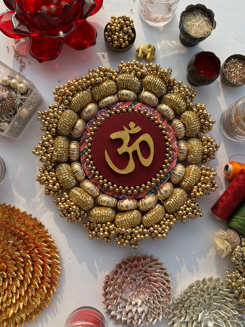 Chaandbali OM Pallet: OG Inflorescence Divine Pichwai + Maroon Navratna Patola