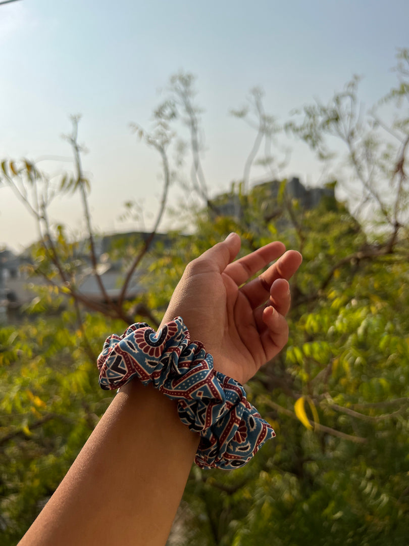 Turkish Hues Intense Ajrakh Scrunchie