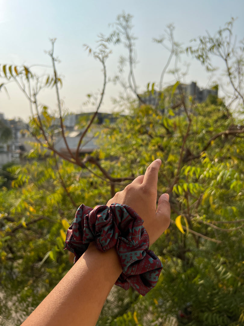 Turkish Hues Intense Ajrakh Scrunchie