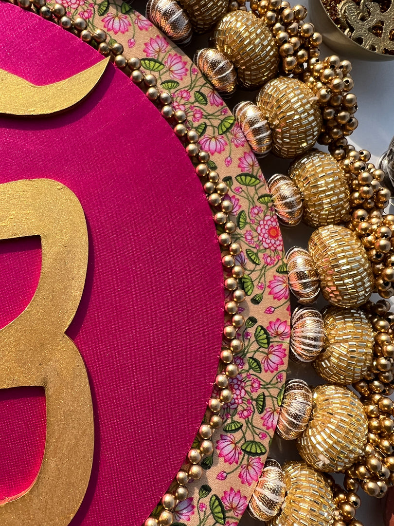 Ek Onkar Motif Micro Pallet + Hanging: Lemon Yellow + Vermillion Congruous Divine Pichwai
