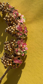 Load image into Gallery viewer, Enchanted Maroon Navratna Patola Mini Lumba Hair band
